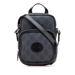 グッチ GGスプリーム インターロッキングG ショルダーバッグ 672952 ブラック PVC レザー レディース GUCCI 【中古】