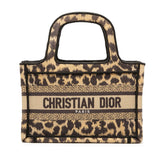 ディオール ブックトート ミニ レオパード ハンドバッグ ベージュ ブラウン キャンバス レディース Dior 【中古】