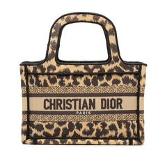ディオール ブックトート ミニ レオパード ハンドバッグ ベージュ ブラウン キャンバス レディース Dior 【中古】