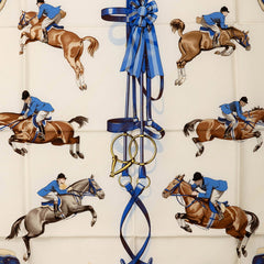 エルメス カレ90 JUMPING スカーフ ブルー マルチカラー シルク レディース HERMES 【中古】