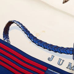 エルメス カレ90 JUMPING スカーフ ブルー マルチカラー シルク レディース HERMES 【中古】