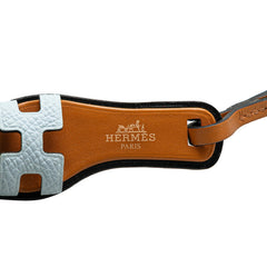 エルメス オラン ナノ サンダル チャーム バッグチャーム ブラウン ライトブルー ヴォーエプソン バトラー ヴァッシュハンター レディース HERMES 【中古】