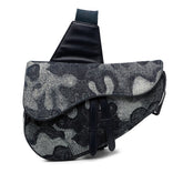 ディオール ×ピータードイグ サドル ショルダーバッグ ネイビー デニム レザー レディース Dior 【中古】