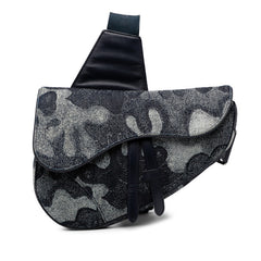 ディオール ×ピータードイグ サドル ショルダーバッグ ネイビー デニム レザー レディース Dior 【中古】