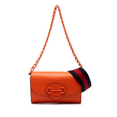 グッチ ホースビッド チェーン ショルダー バッグ 724713 オレンジ レザー レディース GUCCI 【中古】