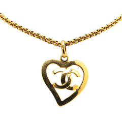 シャネル ヴィンテージ ココマーク ハート チェーン ペンダントネックレス ゴールド メッキ レディース CHANEL 【中古】