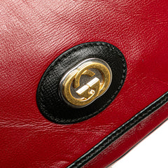 グッチ インターロッキングG チェーン ショルダーバッグ ハンドバッグ 576423 レッド ブラック レザー レディース GUCCI 【中古】