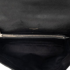 サンローラン YSLロゴ Vステッチ ハンドバッグ トップハンドル ショルダーバッグ 2WAY 487212 ブラック レザー レディース SAINT LAURENT 【中古】