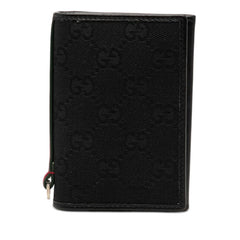 グッチ GGキャンバス カードケース 名刺入れ 131930 ブラック キャンバス レザー レディース GUCCI 【中古】