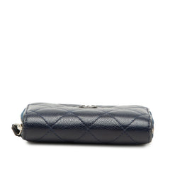 シャネル マトラッセ ココマーク コインケース 小銭入れ ネイビー キャビアスキン レディース CHANEL 【中古】