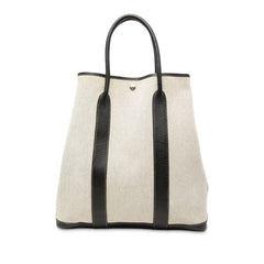 エルメス ガーデンファイルMM トートバッグ ハンドバッグ グレー ブラック トワルアッシュ ブッフルスキッパー レディース HERMES 【中古】