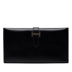 エルメス ベアン クラッシック 長財布 ブラック シルバー金具 ボックスカーフ レディース HERMES 中古