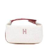 エルメス ブリッド ア ブラックPM ハンドバッグ ポーチ ベージュ ワインレッド キャンバス レディース HERMES 【中古】