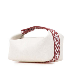 エルメス ブリッド ア ブラックPM ハンドバッグ ポーチ ベージュ ワインレッド キャンバス レディース HERMES 【中古】