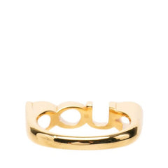 グッチ ロゴ リング 指輪 #M ゴールド メッキ レディース GUCCI 中古