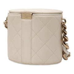 シャネル ココマーク マトラッセ チェーン ショルダーバッグ バニティバッグ ホワイト ラムスキン レディース CHANEL 【中古】