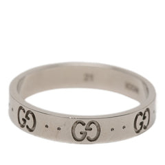 グッチ アイコン リング 指輪 #21 K18WG ホワイトゴールド メンズ GUCCI 【中古】