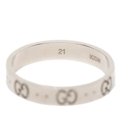 グッチ アイコン リング 指輪 #21 K18WG ホワイトゴールド メンズ GUCCI 【中古】