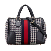 グッチ シェリーライン ハンドバッグ ショルダーバッグ 2WAY 271623 ブラック ネイビー キャンバス レザー レディース GUCCI 【中古】