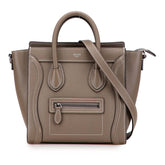 セリーヌ ラゲージ ナノショッパー ハンドバッグ ショルダーバッグ 2WAY グレージュ レザー レディース CELINE 【中古】