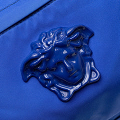 ヴェルサーチェ メデューサロゴ リュック バックパック ブルー ナイロン レザー レディース VERSACE 【中古】