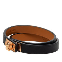 エルメス ケリー ドゥブルトゥール T2 ブレスレット ブラック ピンクゴールド金具 ヴォースイフト レディース HERMES 【中古】