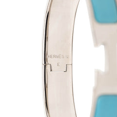 エルメス クリックH PM Hロゴ エナメルブレスレット バングル シルバー ブルー メタル レディース HERMES 【中古】