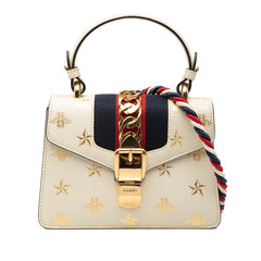 グッチ ビー&スター ミニ シルヴィ ハンドバッグ ショルダーバッグ 2WAY 470270 ホワイト レザー レディース GUCCI 【中古】
