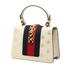 グッチ ビー&スター ミニ シルヴィ ハンドバッグ ショルダーバッグ 2WAY 470270 ホワイト レザー レディース GUCCI 【中古】