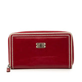 シャネル 2.55 ラウンドファスナー 長財布 レッド レザー レディース CHANEL 【中古】