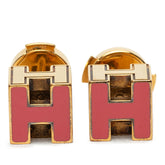 エルメス カージュドアッシュ Hキューブ スタッドピアス ゴールド ピンク メッキ レディース HERMES 中古