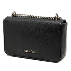 ミュウミュウ マドラス チェーン ショルダーバッグ 5BD153 ブラック レザー レディース MIUMIU 【中古】