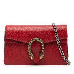 グッチ ディオニュソス 斜め掛け チェーン ショルダーバッグ 476432 レッド レザー レディース GUCCI 【中古】