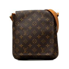 ルイ ヴィトン モノグラム ミュゼットサルサ ショート ショルダーバッグ M51258 ブラウン PVC レザー レディース LOUIS VUITTON 中古