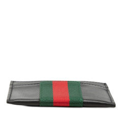 グッチ ウェブ トレードマーク カードケース パスケース 867277 ブラック レザー メンズ GUCCI 【中古】