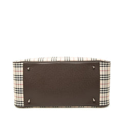 バーバリー ノバチェック ハンドバッグ ボストンバッグ ベージュ ブラウン キャンバス レザー レディース BURBERRY 【中古】