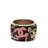 シャネル アイコンライン ココマーク カメリア パフューム モチーフ リング 指輪 ゴールド ブラック ピンク メッキ レディース CHANEL 【中古】