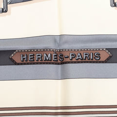 エルメス カレ90 Les Sangles サングル スカーフ 大判 ブラウン ベージュ グレー シルク レディース HERMES 【中古】