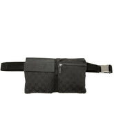 グッチ GGキャンバス ウエストバッグ ボディバッグ 28566 ブラック キャンバス レザー レディース GUCCI 【中古】