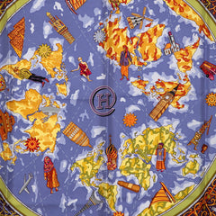 エルメス カレ90 www.hermes.com 世界地図 スカーフ マルチカラー シルク レディース HERMES 【中古】