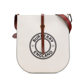 バーバリー ロゴグラフィック ショルダーバッグ ベージュ ブラウン キャンバス レザー レディース BURBERRY 【中古】