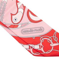 エルメス ツイリー 民族学 FOLKROR スカーフ ピンク シルク レディース HERMES 【中古】