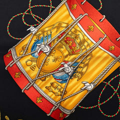 エルメス カレ90 LES TAMBOURS タンブールの太鼓 スカーフ ブラック シルク レディース HERMES 【中古】