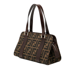 フェンディ ズッカ ハンドバッグ ブラウン キャンバス レザー レディース FENDI 【中古】
