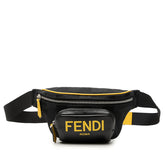 フェンディ ボディバッグ ウエストバッグ 7VA483 ブラック イエロー ナイロン レザー レディース FENDI 中古