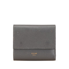 セリーヌ スモール トリフォールドウォレット 三つ折り財布 グレー レザー レディース CELINE 【中古】