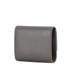 セリーヌ スモール トリフォールドウォレット 三つ折り財布 グレー レザー レディース CELINE 【中古】