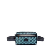 グッチ GGキャンバス ウエストバッグ ボディバッグ 658657 ブルー ネイビー キャンバス レザー レディース GUCCI 中古