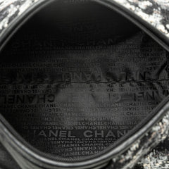 シャネル カメリア チェーン ショルダーバッグ グレー ブラック ツイード レザー レディース CHANEL 【中古】