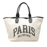 バレンシアガ JUMBO TOTE L ジャンボトート ラージ ロゴ トートバッグ 689271 アイボリー ブラック キャンバス レザー レディース BALENCIAGA 【中古】